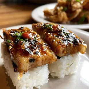Adobo Belly Nigiri $8. Perfect for appetizer!