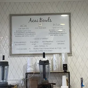 a menu on a white board