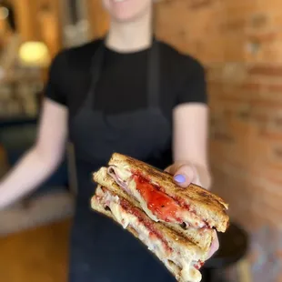 The Odd Couple - ham, brie, and cranberry chutney on toasted wheat bread