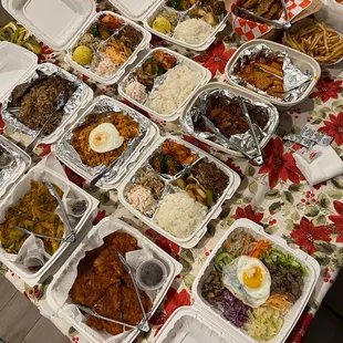 a table full of food