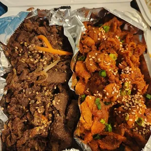 Bibimbap and spicy pork combo