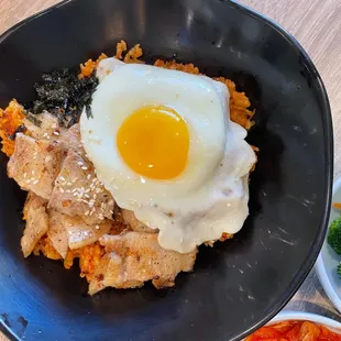 Kimchi fried rice with pork belly