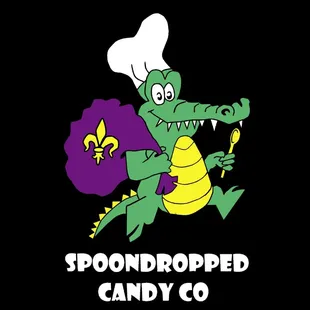 a crocodile carrying a bag of candy