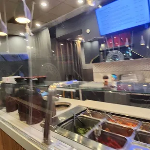 interior, sushi and sashimi