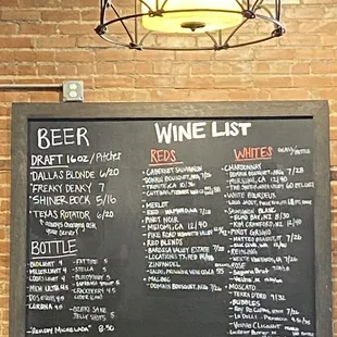a menu on a blackboard