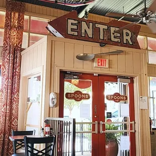 the entrance to the restaurant