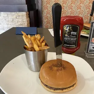 No kids menu so paid $12 for this plain hamburger with fries