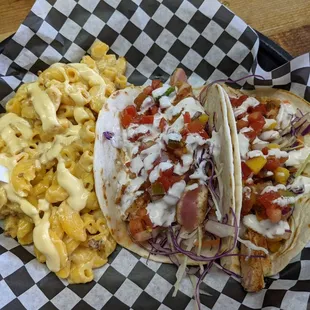 Ahi Tuna Tacos and Bacon Mac &amp; Cheese.