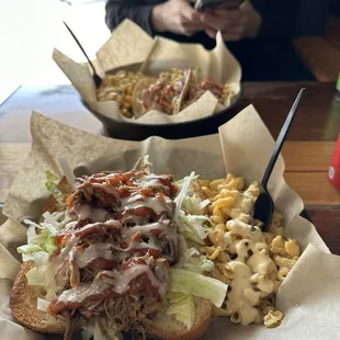 Piggy Po'boy with a side of Mac and Cheese