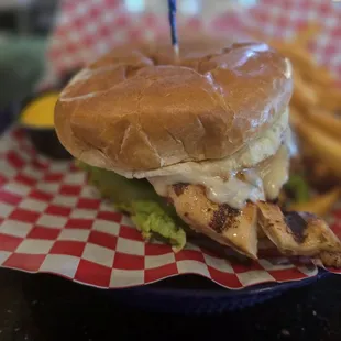 Grilled Chicken Sandwich and fries