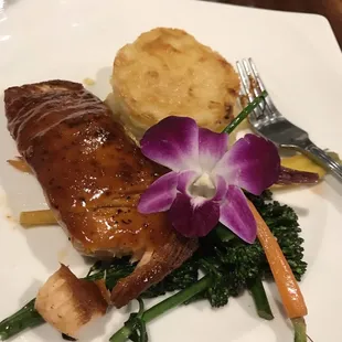 Tamarind glazed salmon.  Yum!