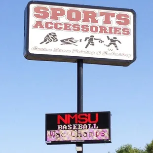 Sports Accessories offers screen-printing, embroidery, banners, decals, t-shirts, uniforms, team sales, booster club sales and much more!