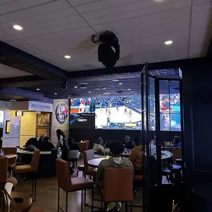 The main sitting room with the big screen