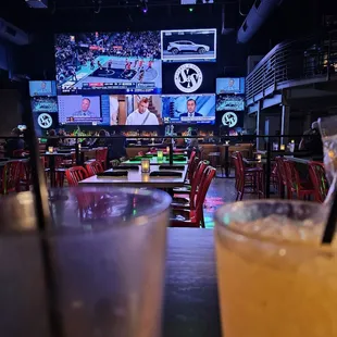 Booth view to the big screens