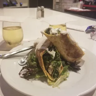 Chardonnay,  Moscato, chicken ceaser wrap with blue cheese