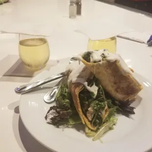 Chardonnay,  Moscato,  chicken ceaser wrap with blue cheese