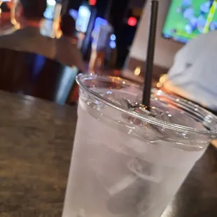 a drink in a plastic cup