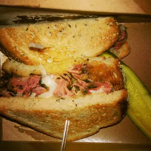 pastrami and swiss on choice of rye $11.88 total...small, warm and basic...price inflated...