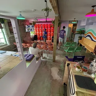 the inside of a sports bar