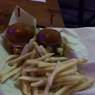 Sliders and fries