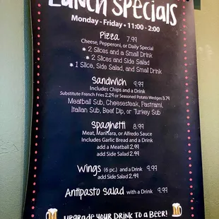 Menu options