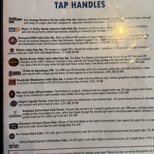 On tap- subject to change