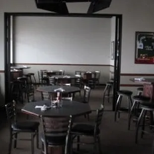 View into the meeting room (and prjector TV)