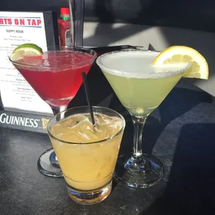 Cosmopolitan, whiskey sour &amp; Lemon drop