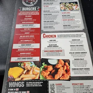 menu, chicken wings and fried chicken