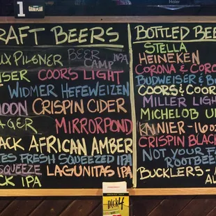 a chalk board with a variety of drinks