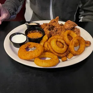 Fried Beer Battered Onion Rings  Chicken Tenders