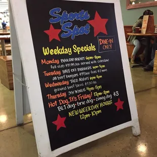 Sport spot weekday specials!