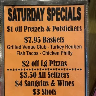 a menu for a game