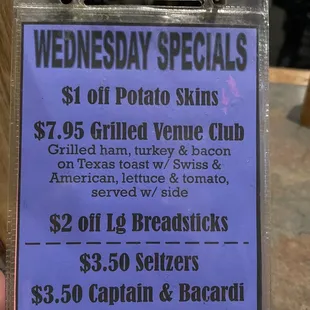 a menu for a game