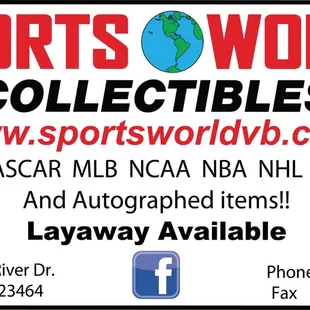 Check us out for the areas largest selection of sports collectibles !!!