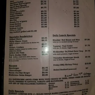 menu