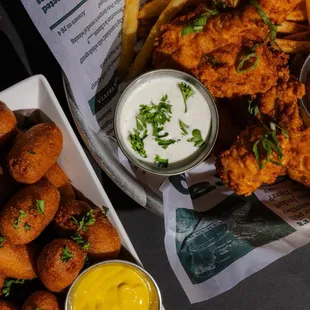chicken wings and fried chicken, food