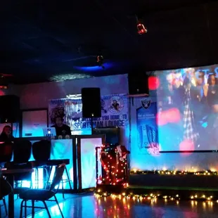 a band performing on stage