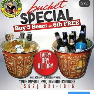 two buckets full of beer