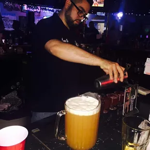 Fonsi making drinks