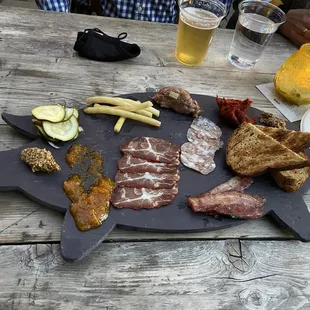 a platter of meats and cheeses