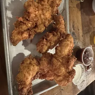 Chicken tenders! Freshly made and might be the best in the burg!