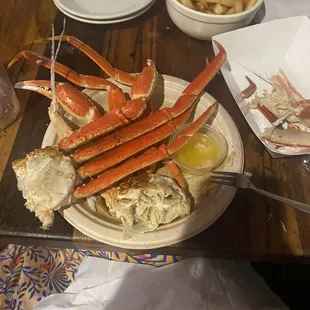 All you can eat crab legs with a side of fries.