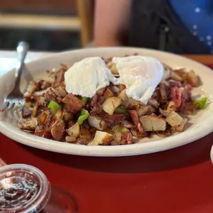 Corned beef hash and poached egg delicious.