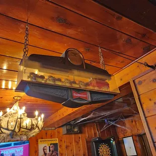 a chandelier hanging from the ceiling