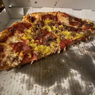 Extra large four topping pizza. Forgot to snap a pic before it was demolished.
