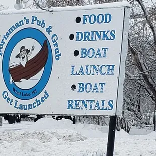 a sign in the snow