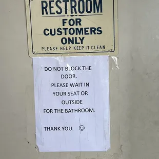 And whatever you do, do not block the restroom door!