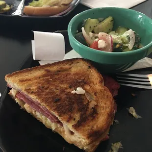 The Rueben was excellent! Crispy bread - right off the grill, the cucumber salad was fresh and tasty. Thanks for a delicious lunch!