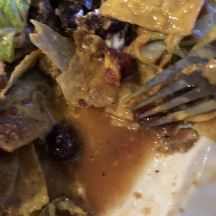 Watery liquid in the bottom of the nachos. Not appetizing when the chips are soaking wet.